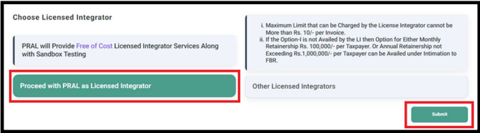 Choose Licensed Integrator screen