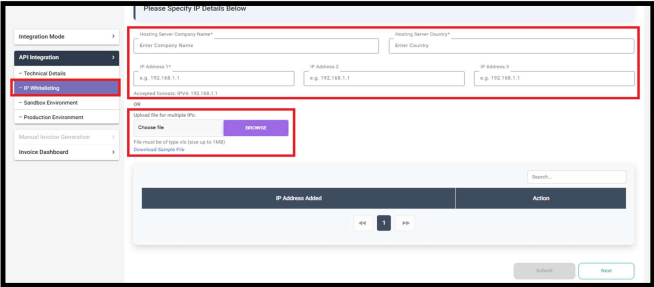 IP Whitelisting form